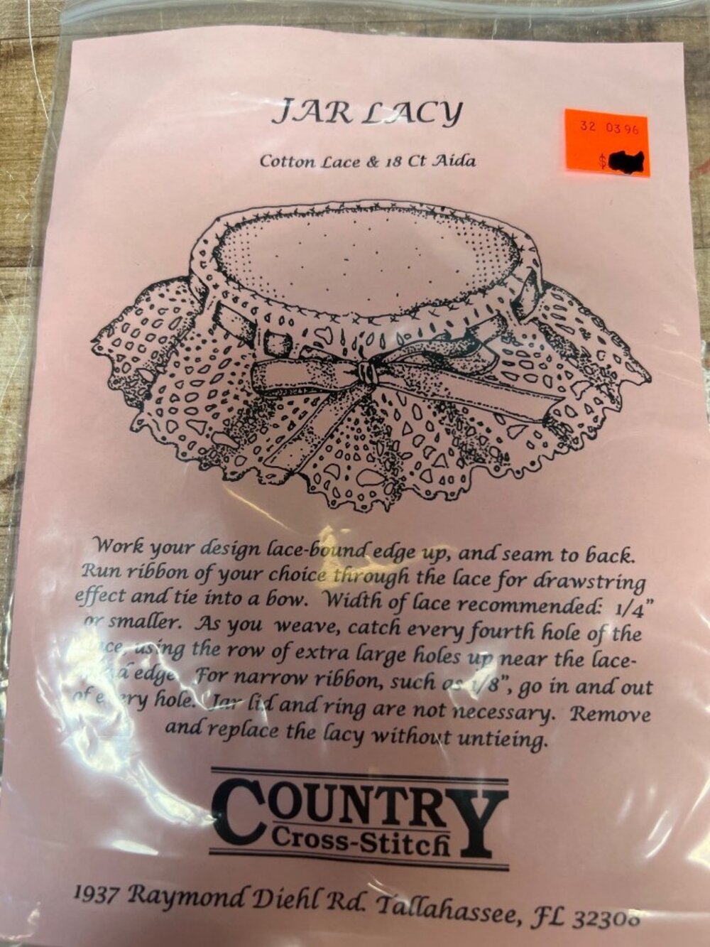 Jar Lacy Cotton Lace & 18 Ct Aida Kit For Cross-Stitch Projects